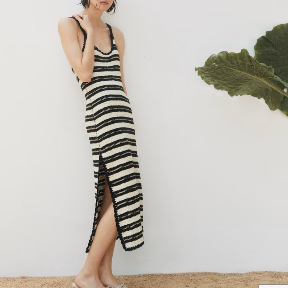 Mango striped‎ crochet Dress M